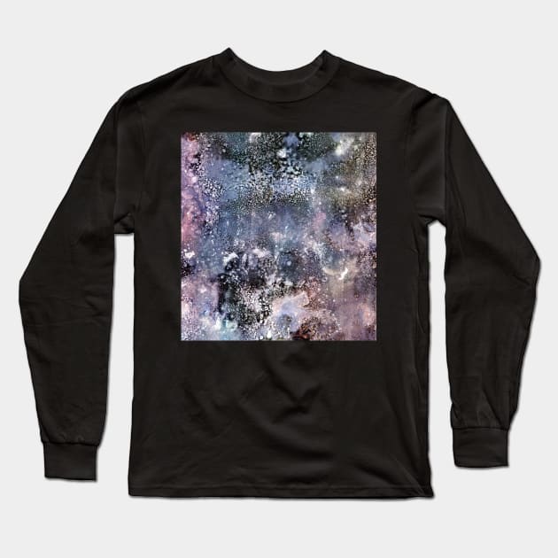 Abstract Galaxy  in Blue, Pink, Purple and Black Long Sleeve T-Shirt by MyAbstractInk